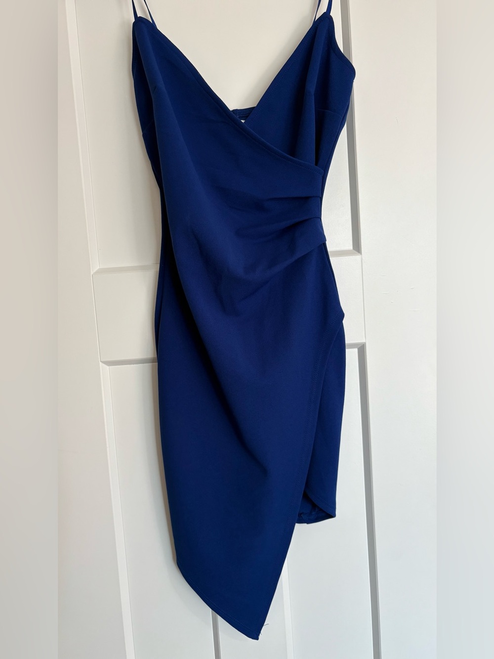 Emerald Sundae Cobalt Asymmetrical Spaghetti Strap Dress